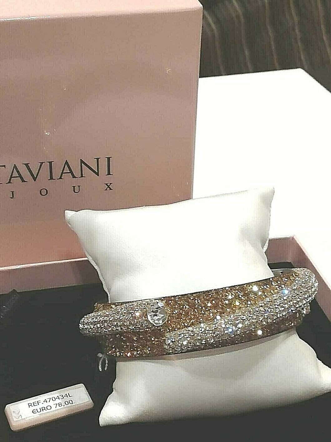 Ottaviani Bijoux Bracciale Rigido Schiava Con Cristalli Ambra E Bianchi