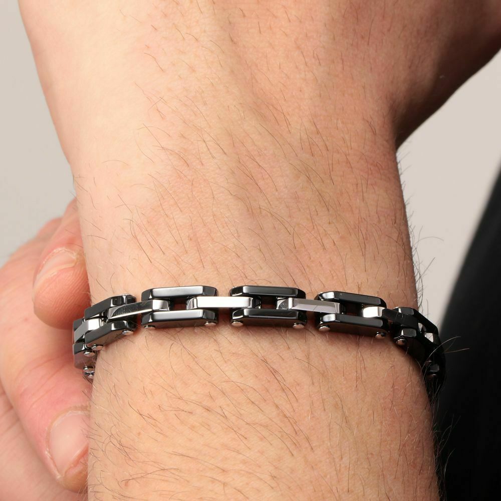 Bracciale Uomo Morellato Acciaio Con Inserti In Ceramica Neri