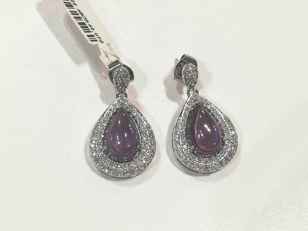 Ottaviani Bijoux Orecchini Donna In Argento A Goccia Con Cristallo Viola E Bianco